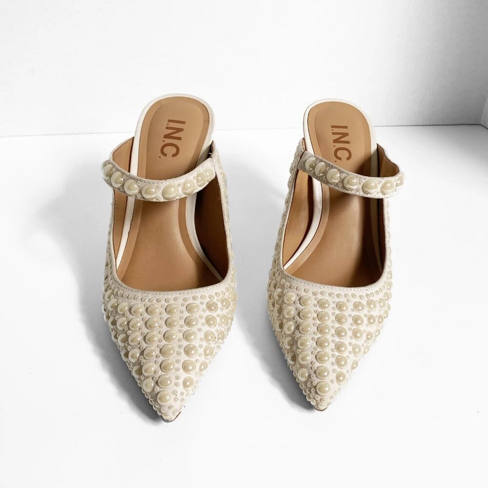 Pearl Wedding Mule Pumps - Size 5, Elegant Party Shoe, Bridal-wear